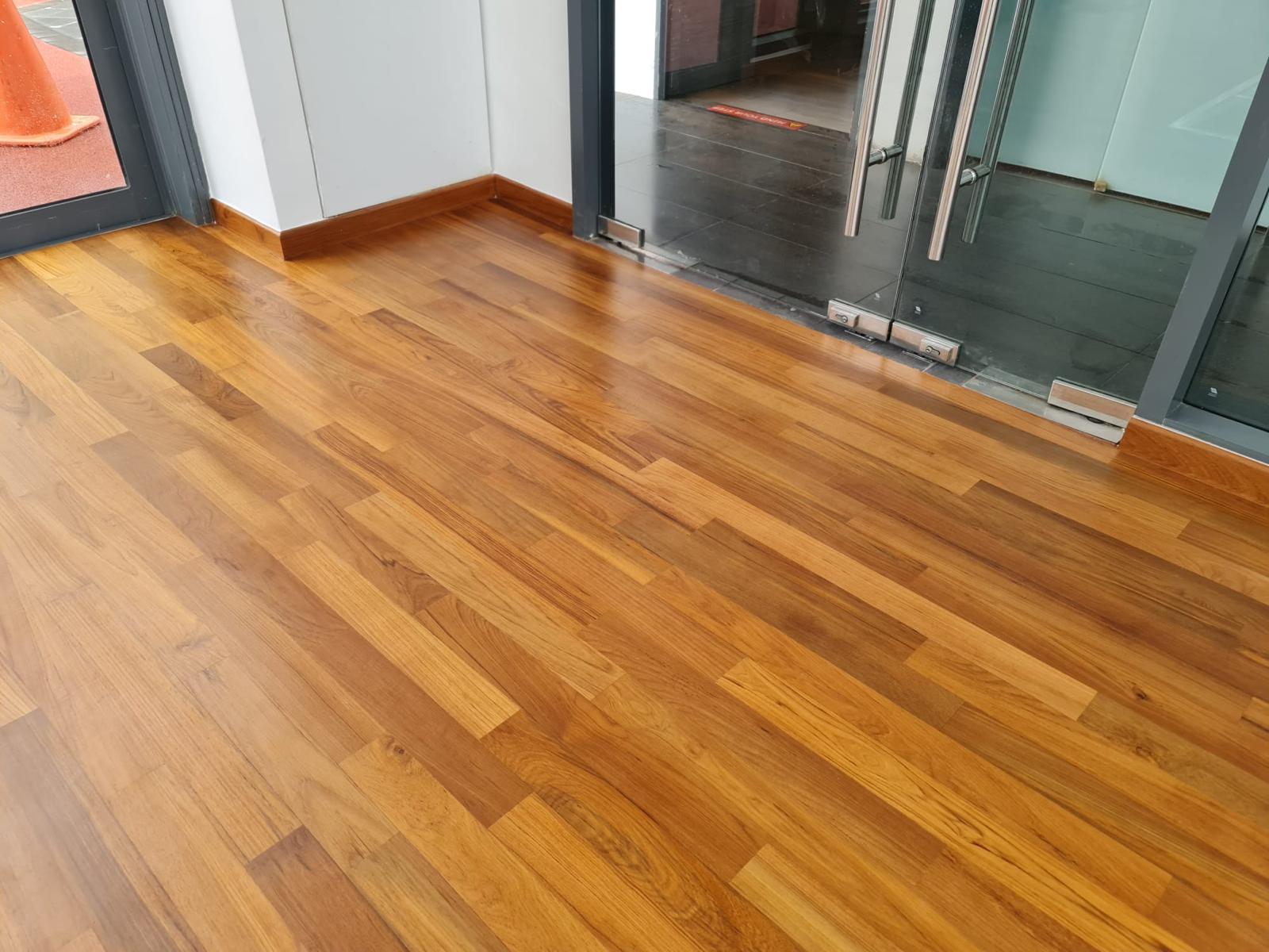 Wood flooring installation in a Singapore residential interior