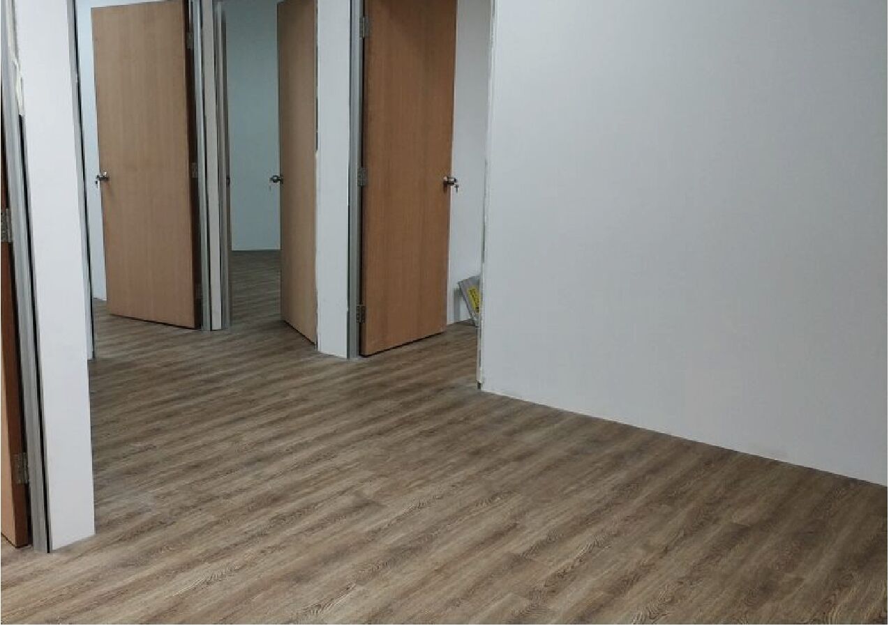 Installed vinyl plank flooring in a residential interior